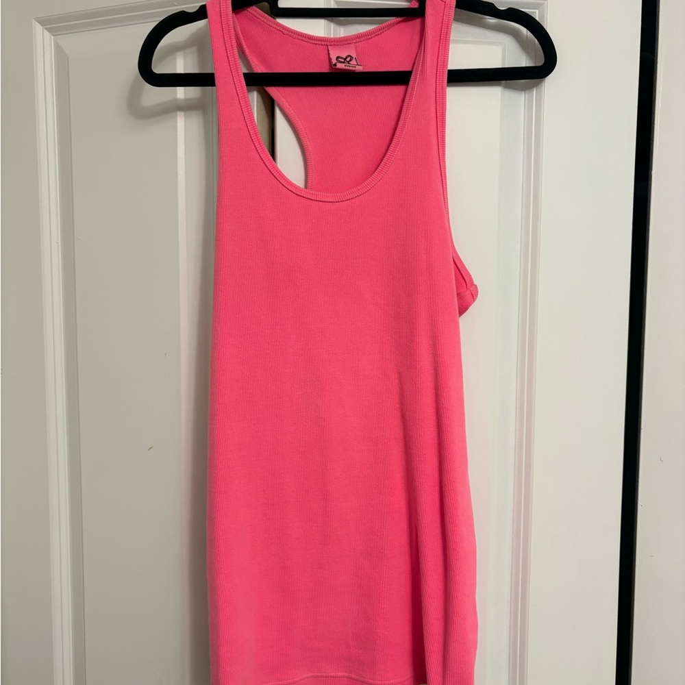 TNA Ribbed Stretchy Vibrant Pink Tank Top - Size Medium